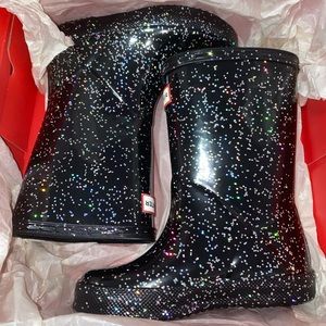 Colorful black hunter rain boots